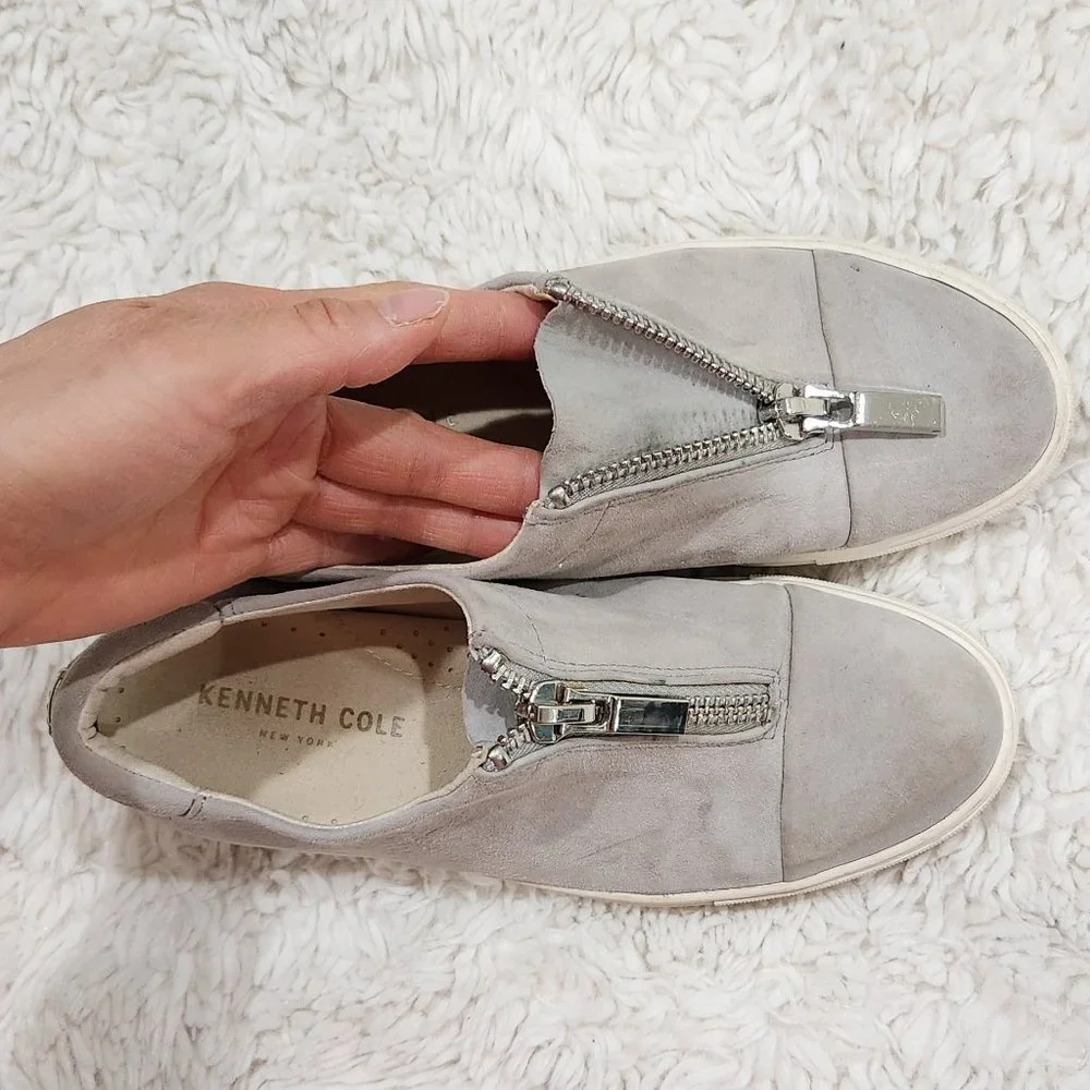 ❤️2/$18 Kenneth Cole New York Kayden Slip On Leather Zip Front Sneaker 5M